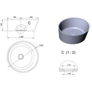 Раковина Holbi Almatea 42см цветной матовый 1.02.002.11.3